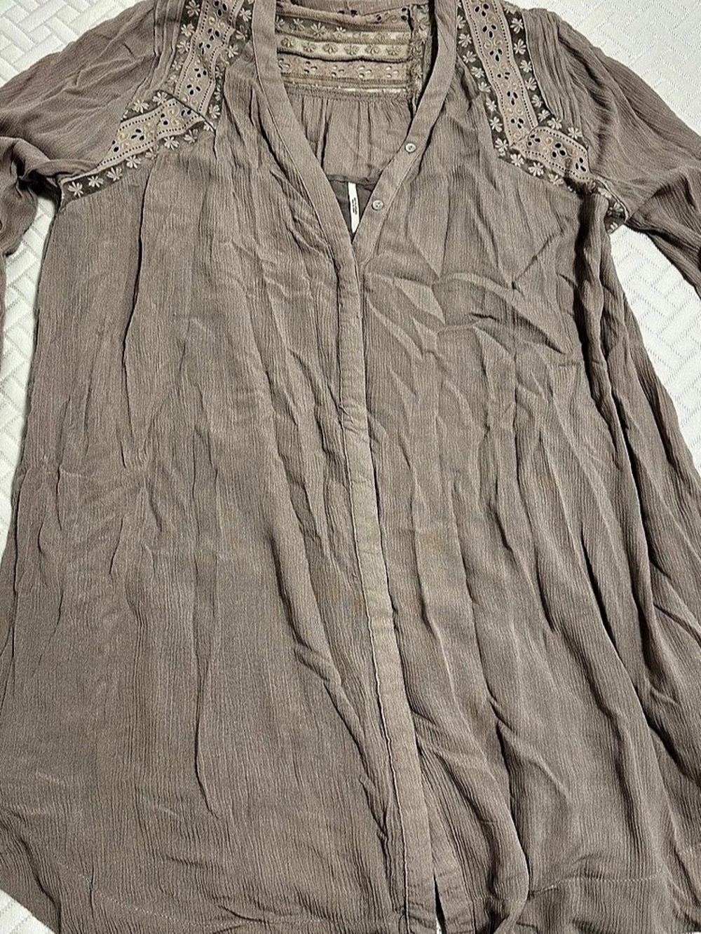 Free People Wonderland Lace Tunic Floral Brown Size Xs